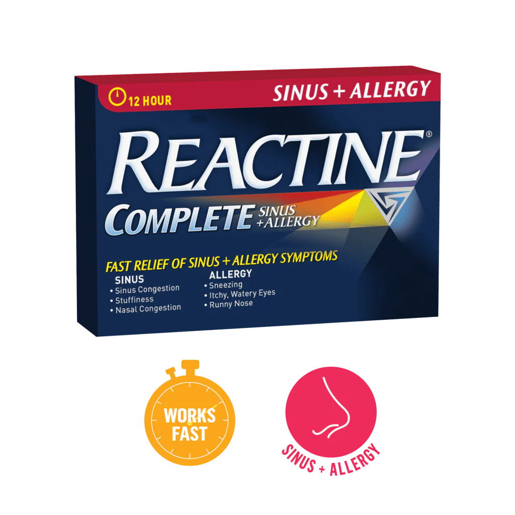 OTC Reactine Complete + Sinus Allergy 10 Tabs