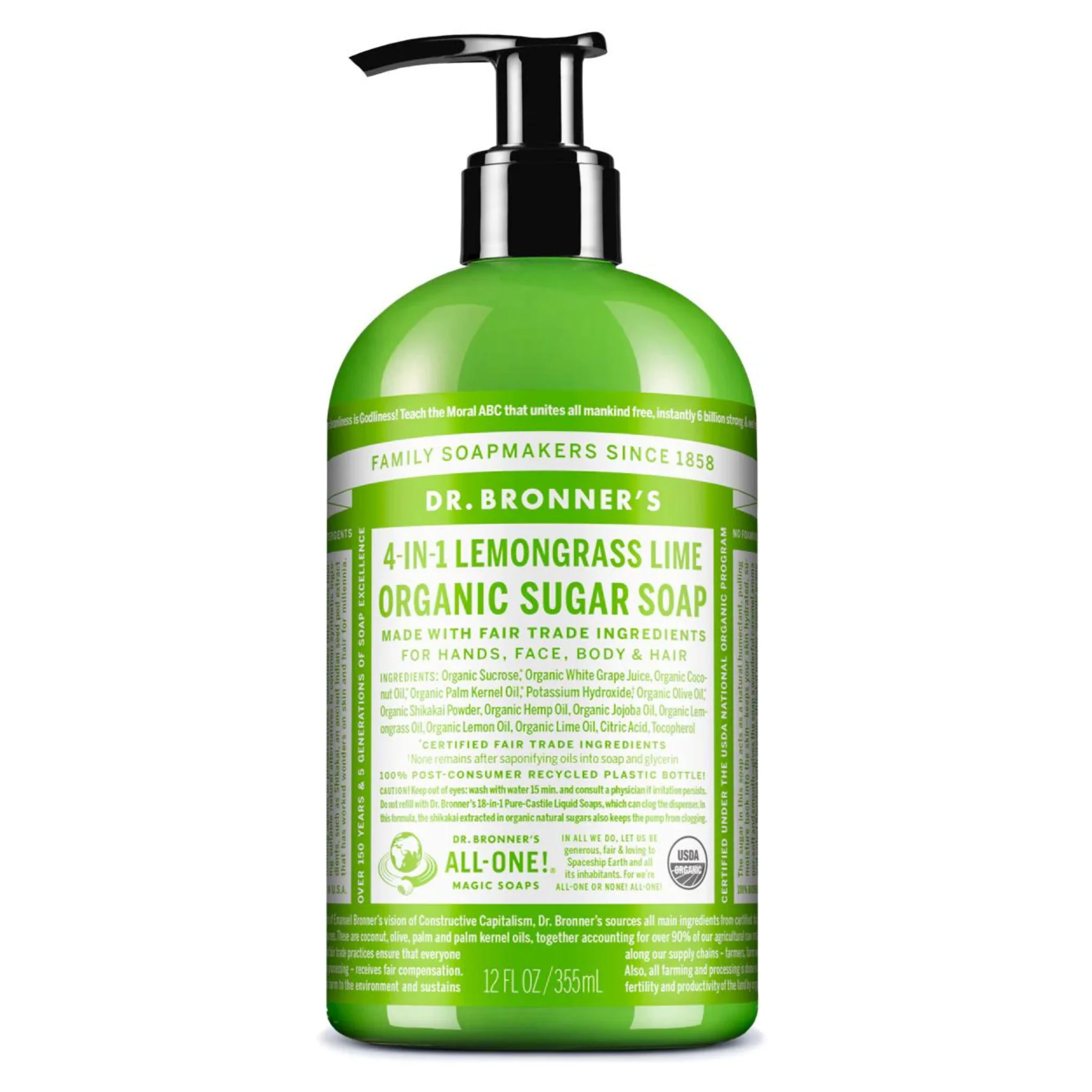 Dr. Bronner's Lemongrass Lime Organic Sugar Soap 355ml