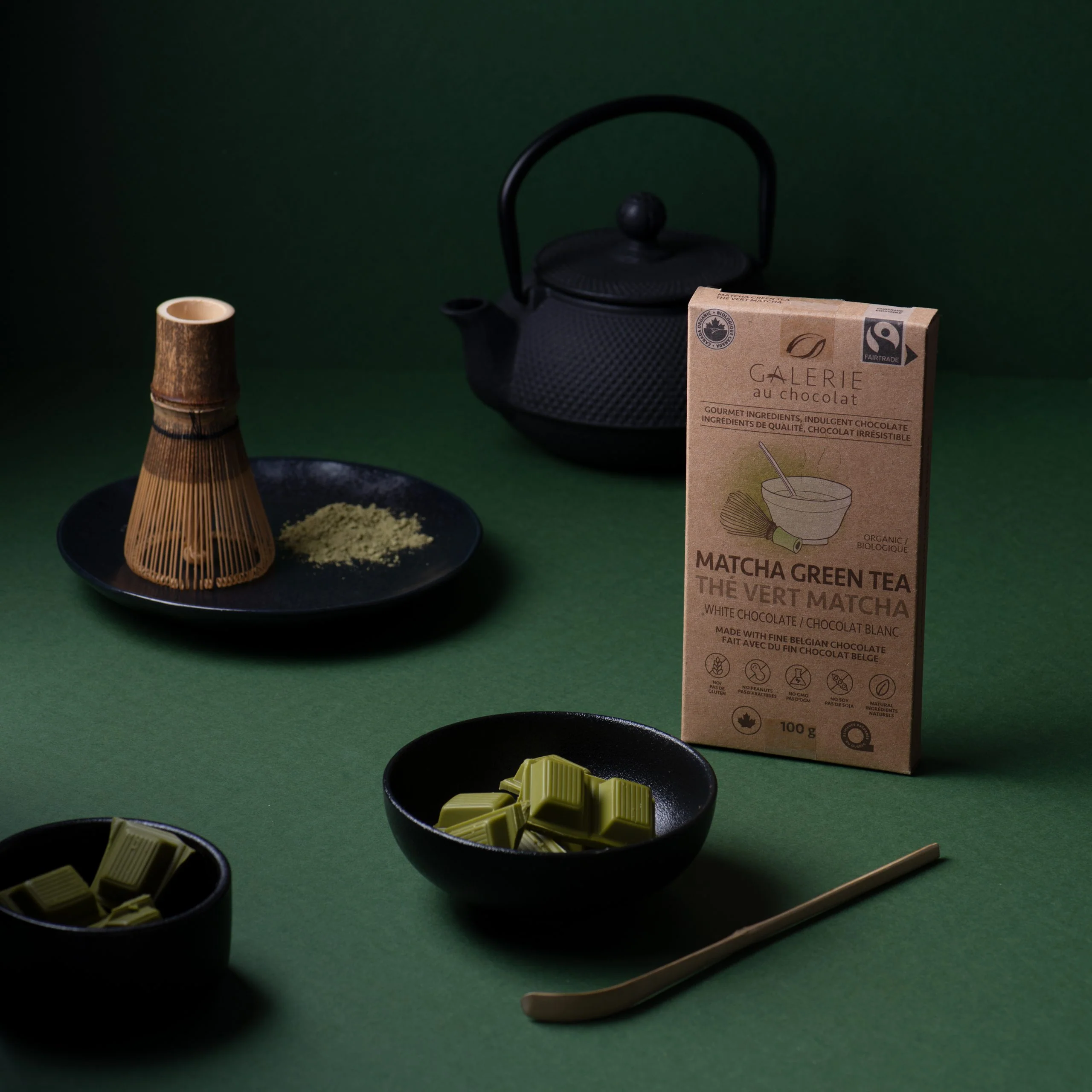 Galerie Au Chocolat Organic Matcha White Chocolate Bar 100g - Image 3