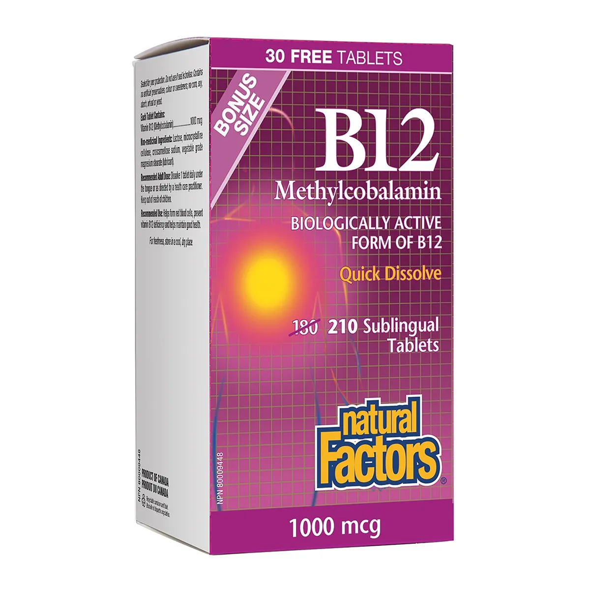 Natural Factors B12 Methylcobalamin 1000mcg - Image 3