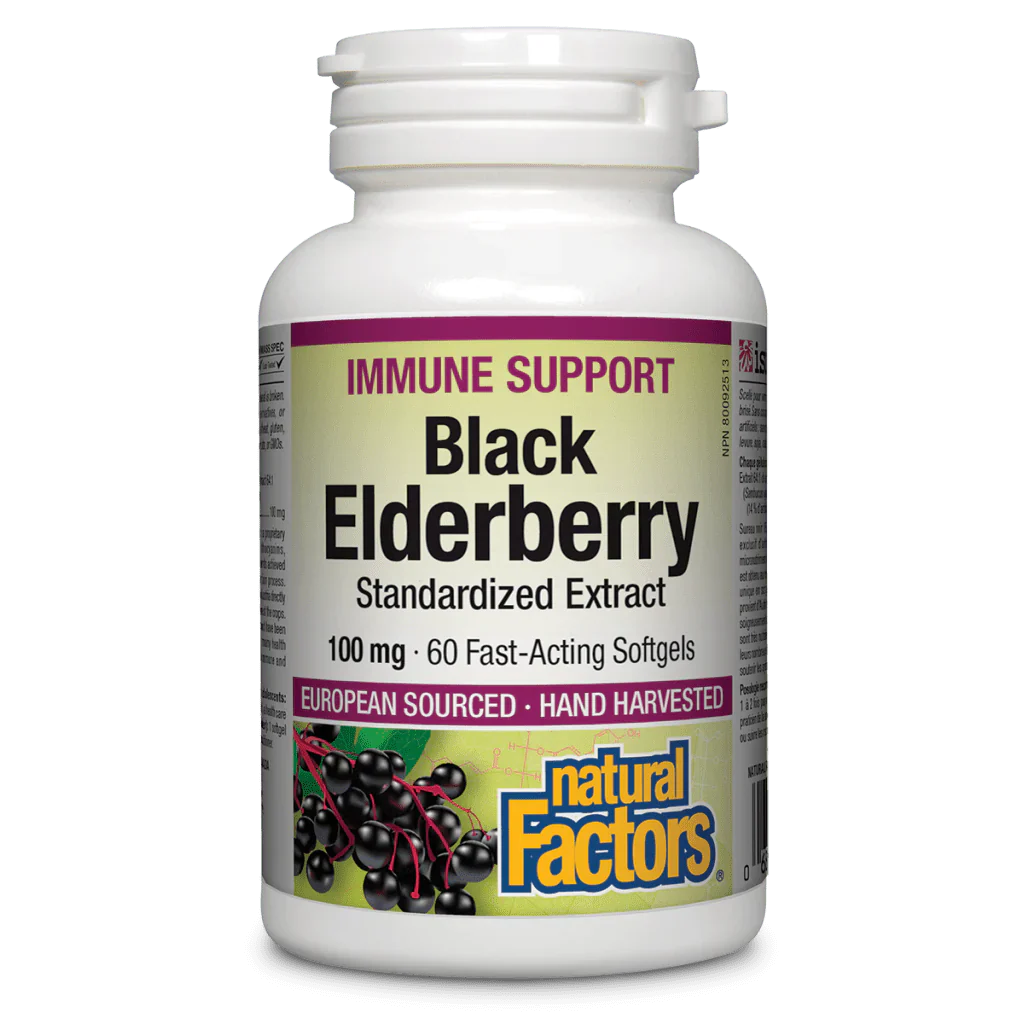 Natural Factors Black Elderberry Standardized Extract 100 Mg