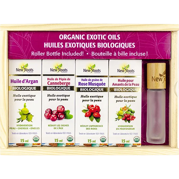 New Roots Organic Exotic Oils Gift Pack 15ml X 4 - Image 2