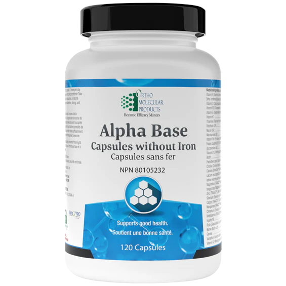 Ortho Molecular Products Alpha Base Capsules without Iron 120 Caps