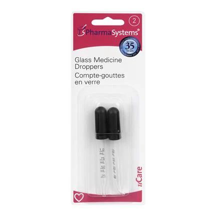 PharmaSystems Measured Glass Medicine Dropper 2-pack - 1 bent 1 straight