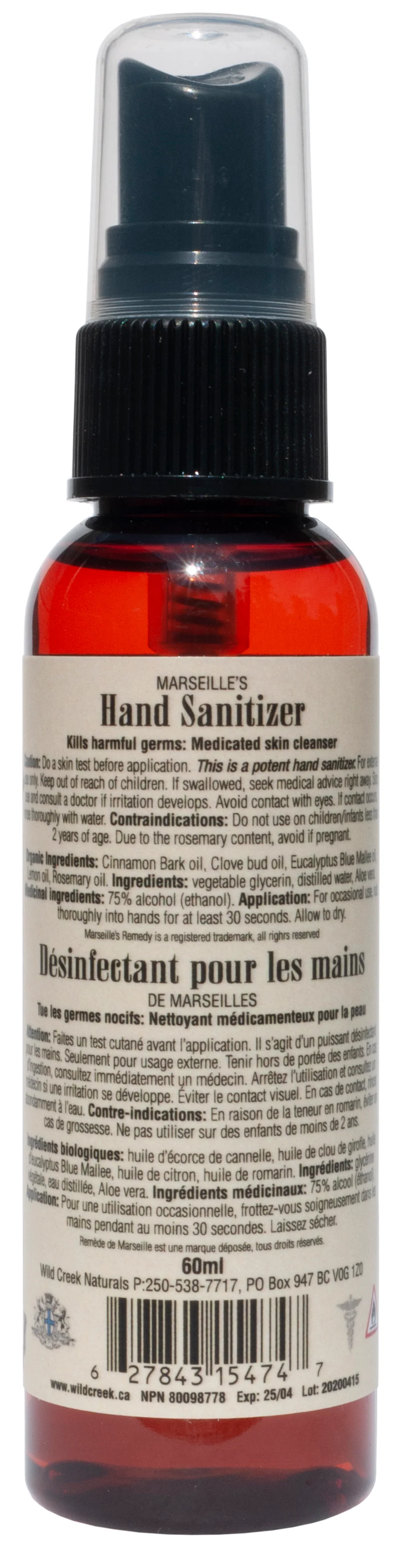 Wild Creek Naturals Marseille's Remedy Hand & Multi-Purpose Sanitizer Spray - Image 2